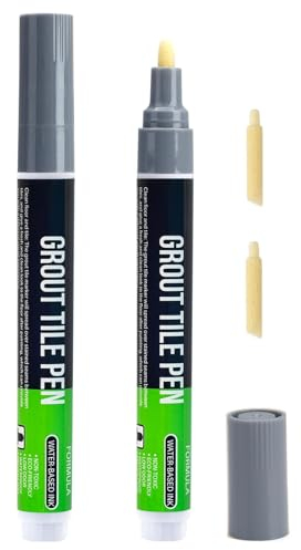 Malta per fughe per piastrelle, penna beige in confezione da 2 per aggiornare i segni di malta per piastrelle, sicura e durevole, perfetta per bagni, cucine e pavimenti (Grigio)