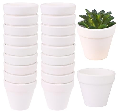 20Pcs 5.5cm weißer Tontopf für Pflanze Terra Cotta Pflanztopf mit Drainageloch Topf weiße Terrakotta-Töpfe Sukkulententöpfe kleine Tontöpfe Pflanztöpfe Mini-Blumentöpfe für Indoor Outdoor-Pflanzen