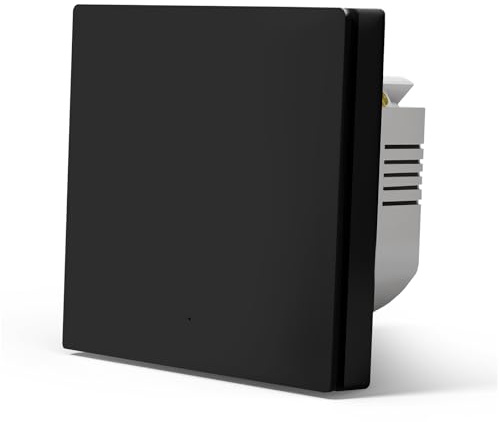 MVAVA Wlan Lichtschalter, Smart Wandschalter Alexa und Google Home Work mit Tuya, 86mm Lichtschalter Unterputz, Wandlichtschalter Kunststoffplatte (Neutrale Leitung Benötigt) 1 Fach 1 Weg Schwarz