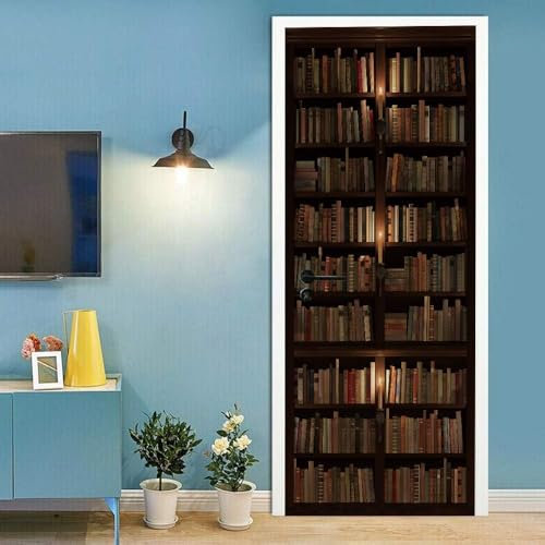 Türtapete Selbstklebend 3D Bücher Bücherregal 80 X 200 Cm Türtapete Selbstklebend Türposter Fototapete Türfolie Poster Tapete 3D Türaufkleber Diy Türbild - Kinderzimmer Wohnzimmer Küche Schlaf 0