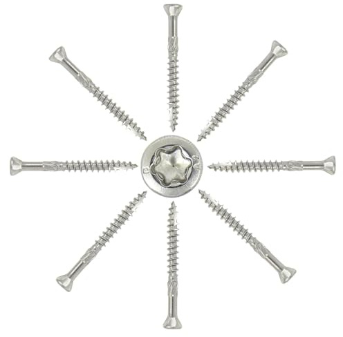 500 Stück Terrassenschrauben mit Schneidkerbe und Schälrippen 3,2 x 50 mm V2A mit ETA Zulassung - Dielenschrauben Holzschrauben Fräsrippen Cut-Spitze gleitbeschichtet Rostfrei TORX I DIOS24®