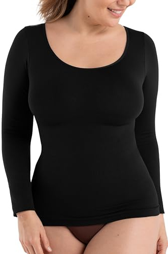 SHAPERMINT Cami Shaper, Womens Long Sleeve T Shirts, Long Sleeve Tops for Women, Compression Shirt Women Long Sleeve Tops Black
