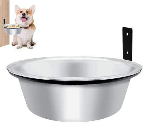 LNQ LUNIQI Wandmontage Futternapf Hund Edelstahl, 1 Stück Hundenapf Wandhalterung mit Verstellbarer Ständer Hundeschüssel Futterschale für Große Hunde, 21 cm