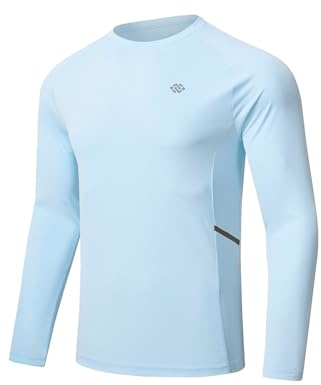MoFiz Camiseta Anti UV Hombre Rápido Manga Larga Corta Transpirable Rashguard Secado Surf Correr Natación Azul XL
