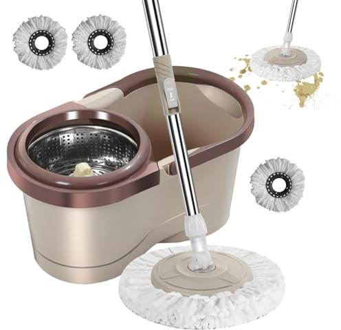 Juego de fregona y cubo, trapeador automático con cubo, fregona de limpieza que ahorra mano de obra con escurridor para sala de estar, cocina, balcón, sala de estudio
