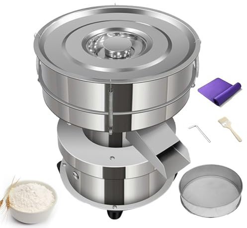 guoyjmm Máquina de Tamizado Vibratorio Eléctrico, Tamiz Vibratorio Eléctrico Automático de Acero Inoxidable, para Cribado de Harina y Azúcar en Polvo, 40+ 60 Malla, 220 V 50W,10CM