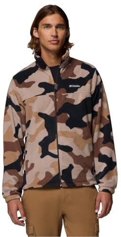 Columbia Steens Mountain - Chaqueta estampada para hombre, chaqueta de forro polar con cremallera completa, camuflaje Tobacco Mod Camo, M