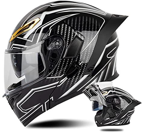 Integralhelm Klapphelm Motorrad Modularer Helm Motorrad Vollvisierhelm Motocrosshelme mit doppelter Sonnenblende für Erwachsene Männer Frauen Moped Street Racing DOT/ECE Approved 7,XXL