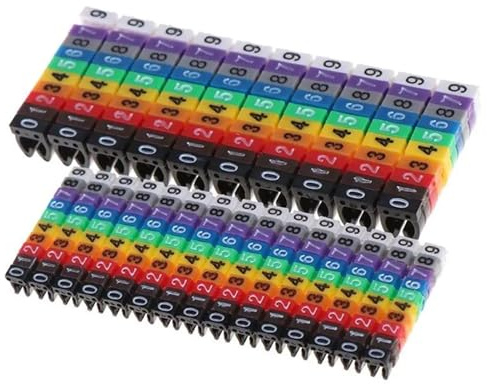 Etiquetas de identificación de cables eléctricos, 100/150 piezas/lote, marcadores de cable de colores, tipo C, etiqueta de número de marcador de cable 2-3 mm (100 piezas 2,5 mm)