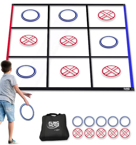 Swooc Games - Fling Tac Toe (2,7 m x 2,7 m) Giant Tic Tac Toe Spiel Outdoor | Wetterfeste Riesen-Outdoor-Spiele für Erwachsene und Familie | Große Hinterhofspiele für Kinder | Jumbo Outdoor Yard