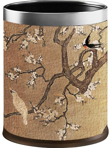 HiyyFloy Poubelle en Cuir De Style Antique, Corbeille À Déchets pour Maison, Poubelle pour Salon Chambre À Coucher