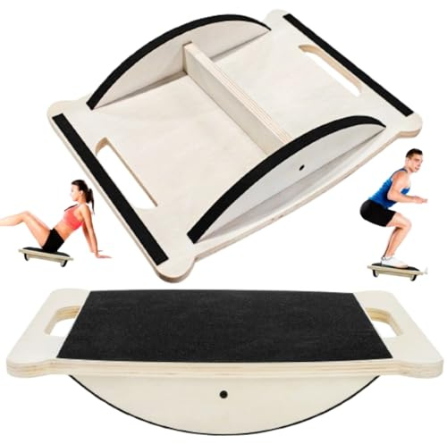 ELFULLY Professionelles Balance Board aus Holz, 158,8 kg Wackelbrett mit Griff für Erwachsene, Anti-Rutsch-Wippbretter für Physiotherapie & Kernstärke, Balancierbretter für Büro-Stehschreibtisch