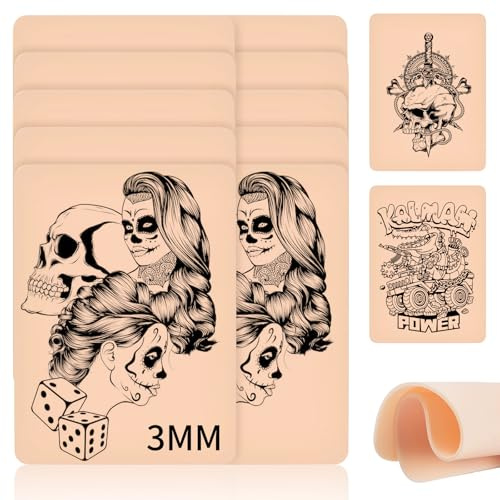Piel Sintetica Tatuaje 3mm, 18 Piezas piel Sintetica Tatuaje, 20cm*15cm Piel de Práctica de Tatuajes en Blanco Piel para Practicar Tatuajes, Principiantes y Artistas del Tatuaje, Accesorios Tatuaje