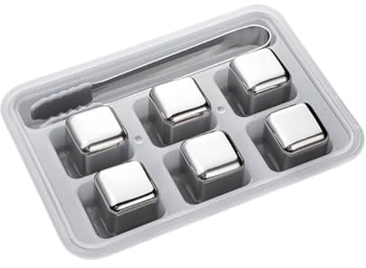 Lot de 4/6/8 glaçons pierres à whisky, pierres à whisky réutilisables en acier inoxydable, Technologie de refroidissement élevée, glaçons en acier inoxydable, Glaçons pour Whisky Vodka Liqueurs Vin Bo