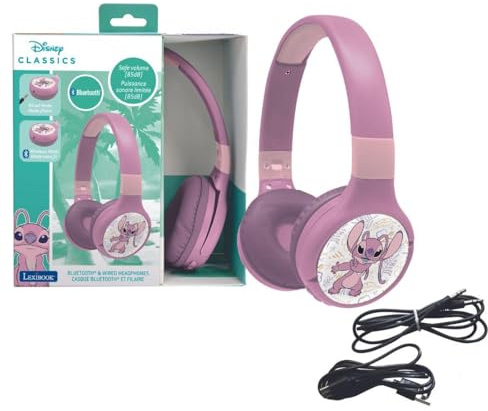 Lexibook, Stitch Angel, Bluetooth-Kopfhörer, pink, HPBT010D1LXB | 2-in-1 Bluetooth & kabelgebunden, Mikrofon, Akku, pink
