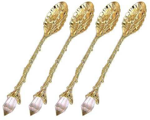 Cucchiaio Kirsite di alta qualità in stile antico, decorazione in cristallo, adatto per gourmet, cottura e tavola, cucchiaio da dessert inciso per tè pomeridiani