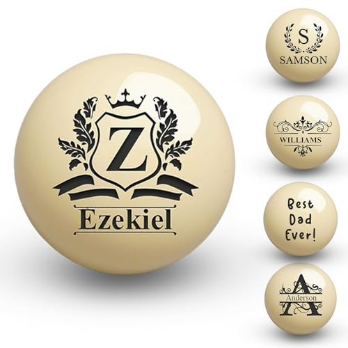 ELULAE Personalisierte Billardkugel Tasche, Gravur von Text oder Logo möglich, individuelles Monogramm, 57 mm, Geburtstagsgeschenk für Papa, Ehemann, Billardfan, Hochzeitsgeschenk für Vatertag