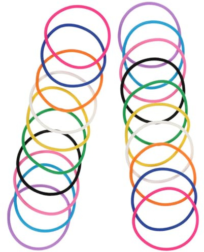 WOONEKY Braccialetti in Silicone Colorati 20 Pezzi Elastici da Polso Unisex Fasce Decorative Leggere per Feste e Uso Quotidiano Colore Casuale