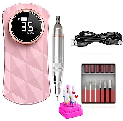Electric Nail Drill Professional 35000RPM Nail Drill Machine, Rechargeable Electric Nail Sander, Professional Manicure Machine Milling Cutter for Gel