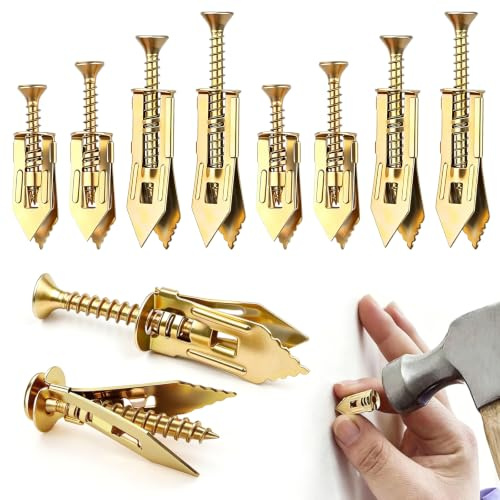 Furuising 90 Piezas Tacos para Pladur Cargas Pesadas, 90 Tacos Pladur y 90 Tornillos Autoperforantes, Kit De Anclajes Taco Y Tornillos Pared Hueca con Agujero para Placas de Yeso, Muebles, Estantes