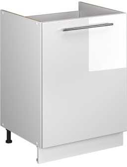 Vicco Meuble Bas sous-évier Fame-Line, Blanc Haute Brillance/Blanc, 60cm