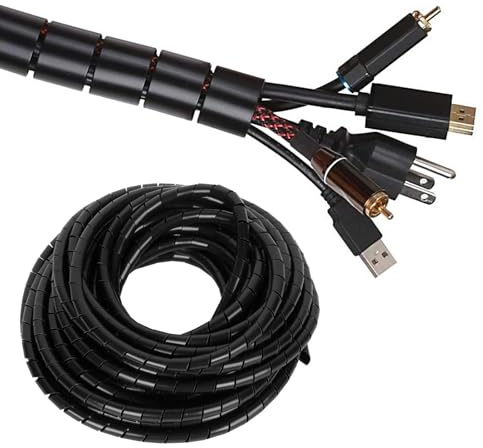 Copapa Spiral Wrap 21M 68 Ft PE Black Polyethylene Cable Wrap 6mm 1/4'' for Computer, Car Cable (Black, 21M)