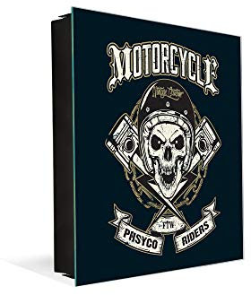 Concept Crystal Schlüsselschrank mit rahmenlosen Whiteboard K03 Schädel von Biker