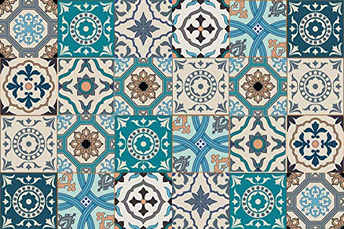 Queence | Küchen Spritzschutz 60x40 cm,Fliesenmuster' | Küchenrückwand | Alu-DiBond | Fliesenschutz für den Herd und Spüle | Küche | Küchenfliesen | Fliesenspiegel | Rückwand