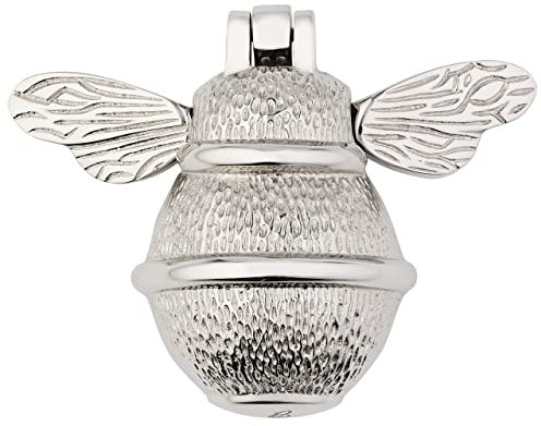Silver Bee Heurtoir de porte d'entrée | Heurtoir de porte d'entrée en laiton massif poli argent/chromé avec plaque de gâche | UPVC | Meubles de porte d'entrée Bumblebee avec un design unique (nickel)