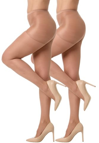 Silkies Women's Control Top Pantyhose with Run Resistant Light Support Legs (2-Pair Pack) Nude Stockings for Women - Sheer Tights & Pantyhose - Nylon Stockings for Women, Small