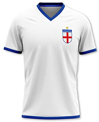 DSL England Football Shirt with England Printed Back - Unisex Breathable Fabric World Cup Euros Training Size XL White