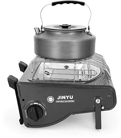 YKYR Compact Gas Heater Portable Outdoor Propane Heater & Stove, Camping Gas Stove Mobile Tent Heater Butane Ice Fishing Hiking Hunting Blind Heater (Color : Black)