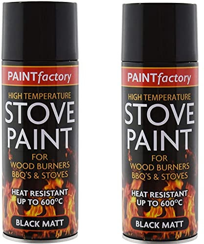 YSAMAX 2 x Pc 400 ml Black Heat Resistant High-Temperature Matt Spray Stove Paint, Quick Drying, Efficiency Meets Quality, Heat-Resistant Formula