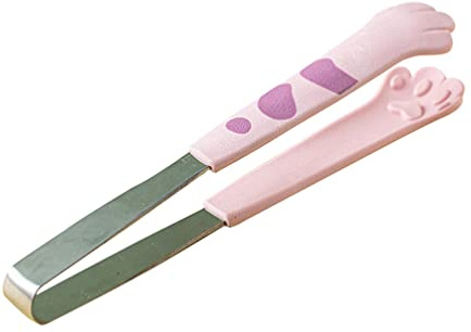 HEMOTON Edelstahl Zange Silikonspitze Lebensmittel Zange Küche Lebensmittel Zange Katze Klaue Zange Kleine Portion Zange Grillzange Küchenutensilien (Pink)