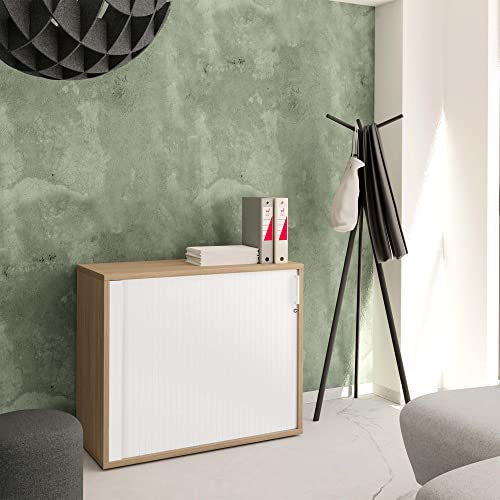 Weber Büro Profi Jalousieschrank Bernsteineiche 2OH Quer-Rollladenschrank Aktenschrank Archivschrank