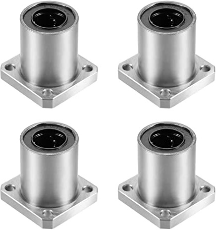 HiPicco Linear Ball Bearings, LMK16UU 16mm Square Flange Linear Motion Bushing Double Side Rubber Sealed for 16mm Linear Shaft CNC Machine 3D Printer 4 Pack