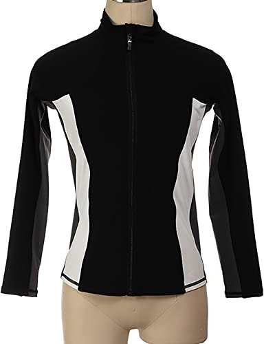 Youthful flying Eiskunstlauf Thermojacke Damen Mädchen Langarm Eiskunstlauf Jacke Hochdehnbare Eislauf Oberteile für Trainings Wettkämpfe(Size:XL,Color:Schwarz)