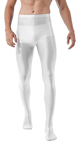 HULIJA Mallas largas de nailon para hombre, lencería, ropa interior, ropa interior, ropa interior funcional, entrenamiento, fitness, B blanco., XL