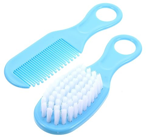 ibasenice Baby Brush and Infant Comb Set for Newborns and Babies, Blue Soft Massage Comb and Hairbrush with Circular Tooth Design, Made of Pp and TPE, Gentle Grooming Kit