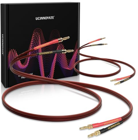 VVFLED 14 Gauge Speaker Wire with Banana Plugs, 2 Pack 6.6 FT HiFi OFC Audio Speaker Cables for Home Theater, Speaker Cables with Gold-Plated Banana Plugs Crystal Sound for Stereo Amplifier (2mx2)