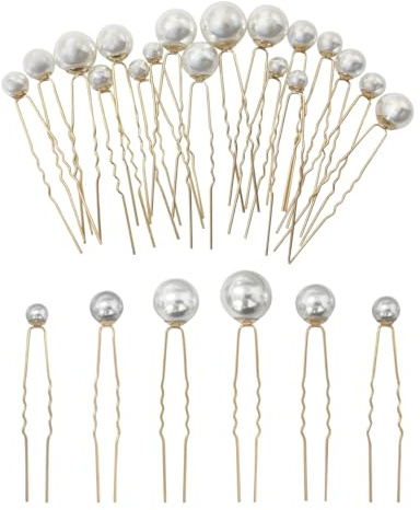 18 Pieces Wedding Pearl Hair Pins U Shape Barrette，Wedding Vintage Pearl Rhinestone Hair Pins Accessorie for Brides Bridesmaid Women(gold)