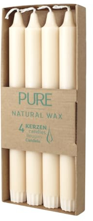 luterna 100% PURE, NATURAL WAX, Stabkerze, Sahara, WENZEL, 250/23 mm, Brenndauer ca. 10h, 100% plastikfreie Verpackung