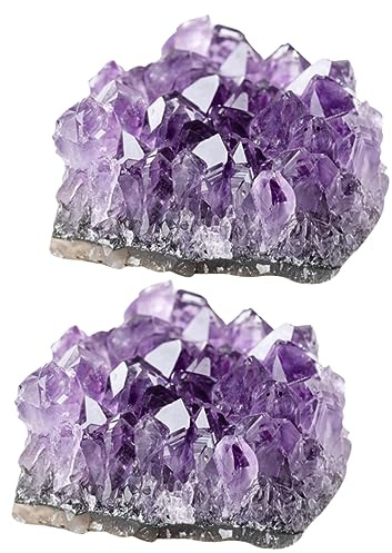 NIYANGLE 2 Pz Grappolo Di Cristallo Naturale Ammassi Di Rocce Cristalline Pietra Grezza Grandi Cristalli Grappolo Di Pietre Preziose Irregolare Viola Minerali Naturali Pietra Da Meditazione