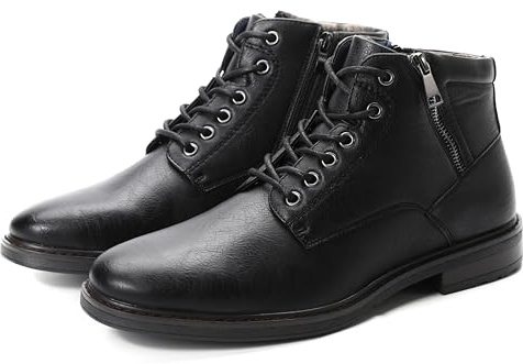KNBR Botas de hombre Botines clásicos con cordones y cremalleras para negocios, viajes de negocios, Negro , 45 EU