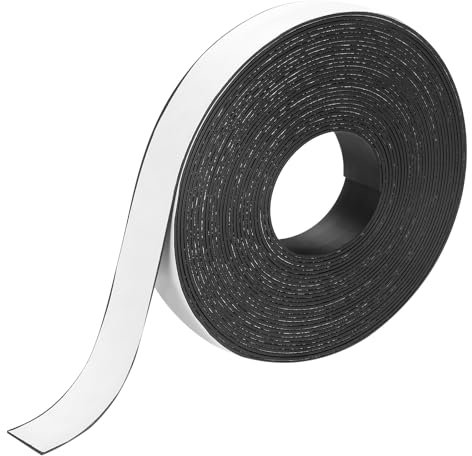 sourcing map Magnetic Strip 32.8 Feet x 1 Width x 1/16 Thick Magnetic Tape Labels Stickers Self Adhesive for Whiteboards Refrigerator and DIY Crafts