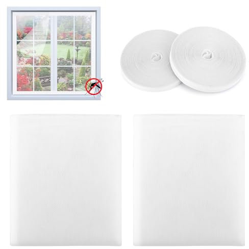 Coicok Zanzariera per Finestra 150*200cm 2 pezzi, Zanzariera Porta Finestra, Zanzariere per Finestre, Zanzariere Senza Perforazione, Bianca Zanzariera Adesiva Adatta a qualsiasi Forma Della Finestra
