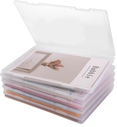 SHUESS Bärbara Arkivlådor A4 - 4 Stycken Transparent Organisatör för Dokument, Papper, Brev, Klippböcker, 30,5 x 22,3 x 2,2 cm