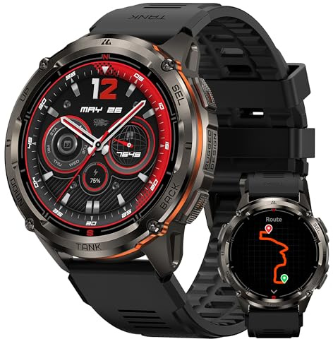 KOSPET Tank T3 Ultra 2 Smart Watch for Men GPS, Extra-Long Battery, Full Stainless Steel Body Rugged Smartwatch with Bluetooth Calling, 1.43 AMOLED Display, Pressure&Altitude&Compass