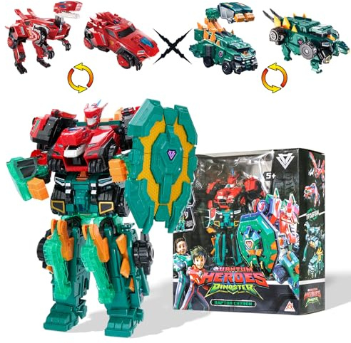 QUANTUM HEROES DINOSTER Robot trasforming 3 in 1 Raptor Chyron 11 pollici