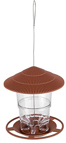 Vogelfutterstation, Transparenter Behälter für Kleine Vögel mit Schrägem Dach und Hängeseil, 1 L Fassungsvermögen, für Garten und Terrasse